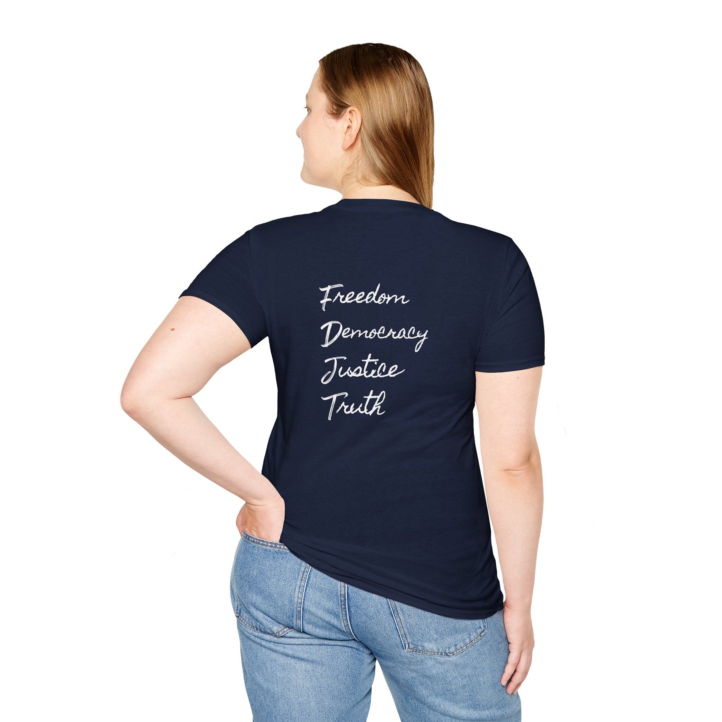 Freedom & Justice Unisex Softstyle T-Shirt, Social Justice Tee, Inspirational Graphic Shirt, Minimalist Apparel, Everyday Wear
