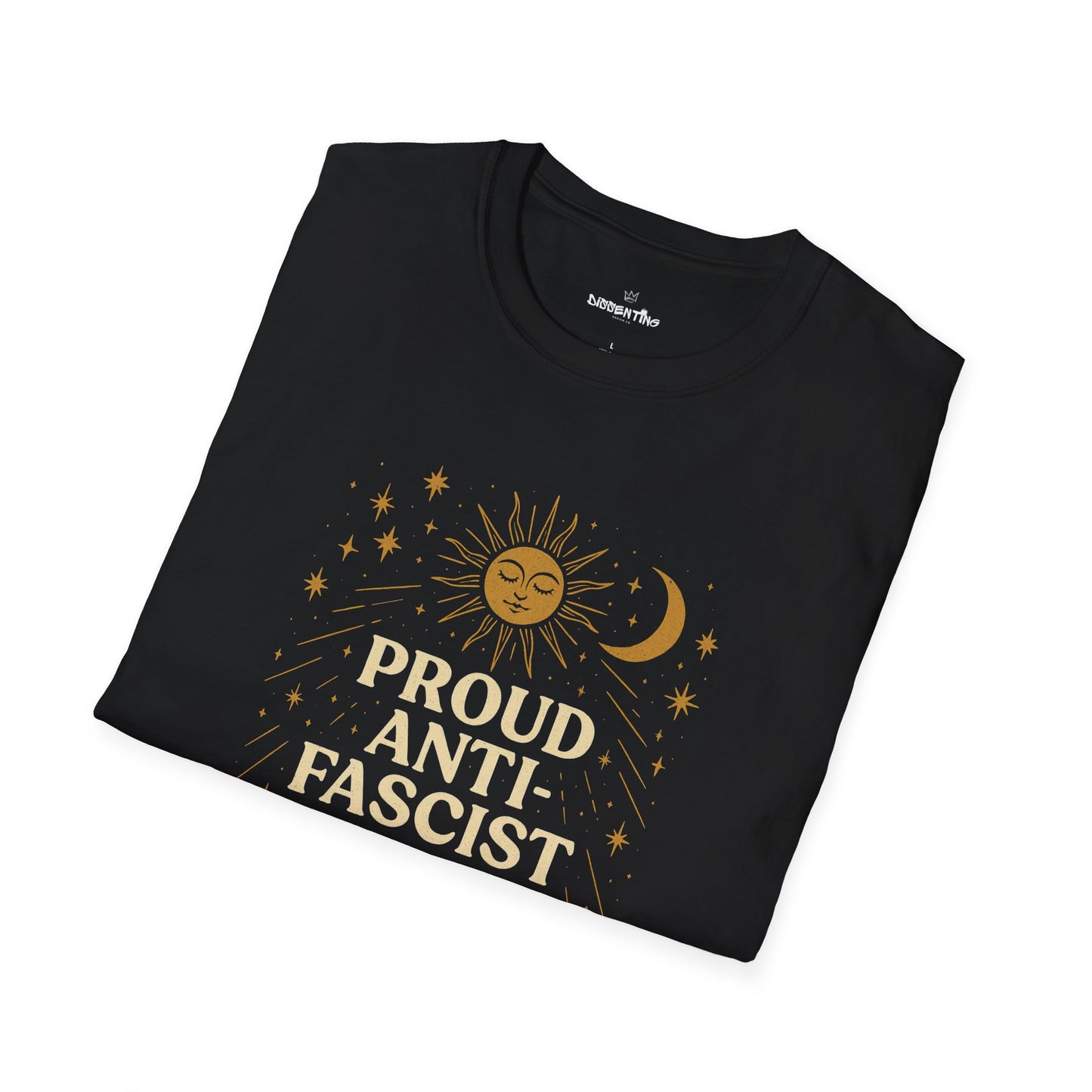 Proud Anti-Fascist – Celestial Sun & Moon Edition Unisex Softstyle Tee