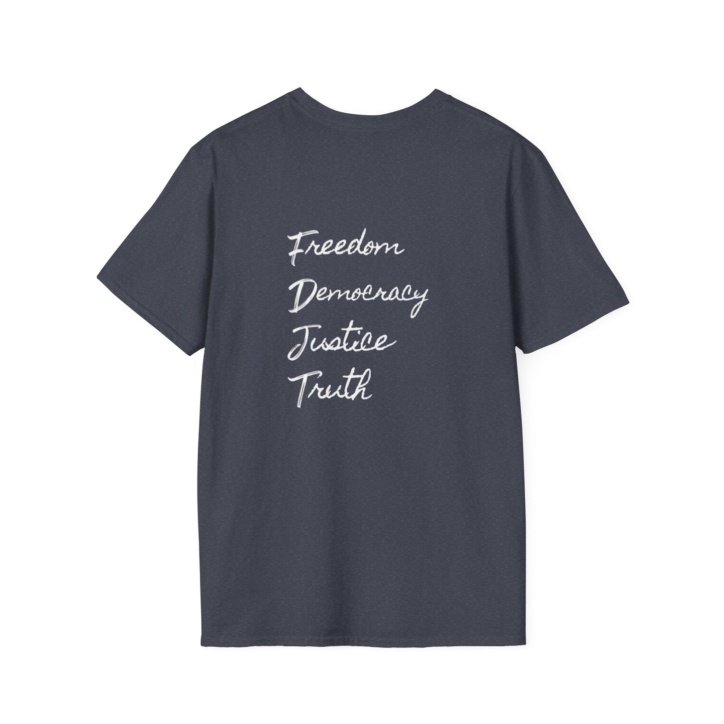 Freedom & Justice Unisex Softstyle T-Shirt, Social Justice Tee, Inspirational Graphic Shirt, Minimalist Apparel, Everyday Wear