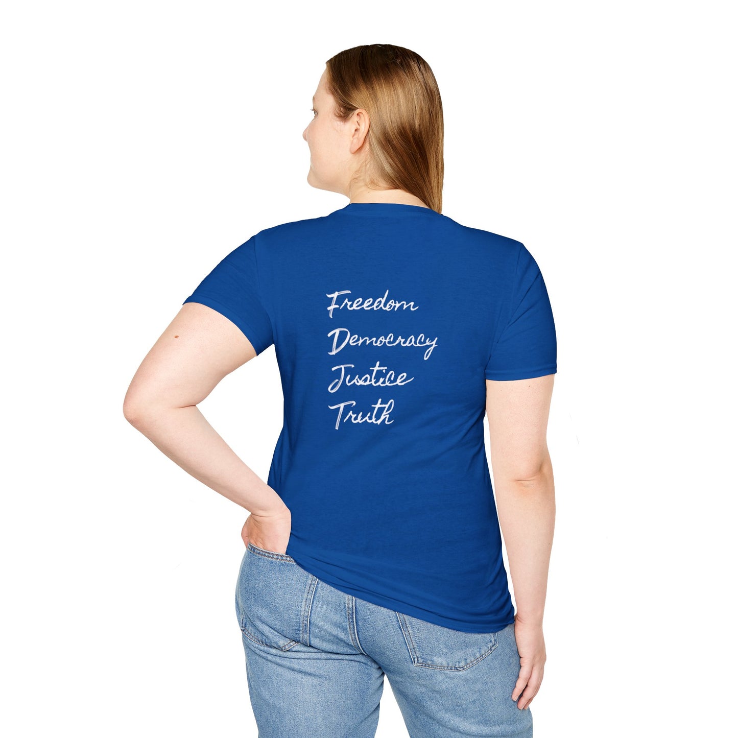 Freedom & Justice Unisex Softstyle T-Shirt, Social Justice Tee, Inspirational Graphic Shirt, Minimalist Apparel, Everyday Wear