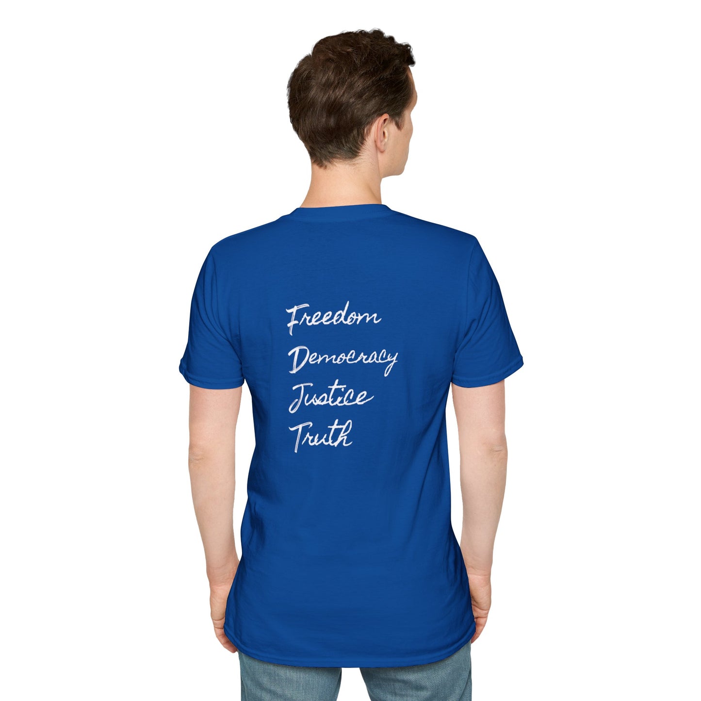 Freedom & Justice Unisex Softstyle T-Shirt, Social Justice Tee, Inspirational Graphic Shirt, Minimalist Apparel, Everyday Wear