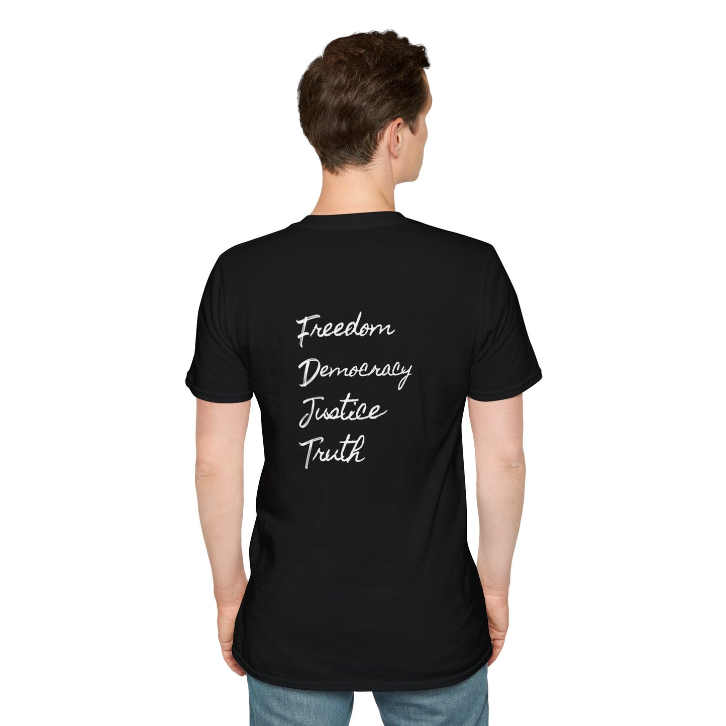 Freedom & Justice Unisex Softstyle T-Shirt, Social Justice Tee, Inspirational Graphic Shirt, Minimalist Apparel, Everyday Wear