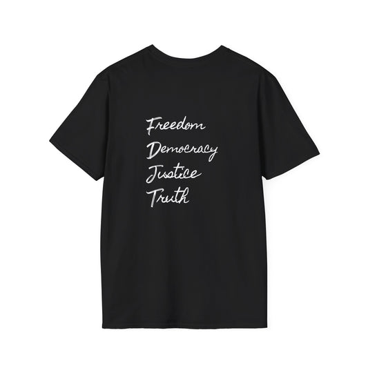 Freedom & Justice Unisex Softstyle T-Shirt, Social Justice Tee, Inspirational Graphic Shirt, Minimalist Apparel, Everyday Wear