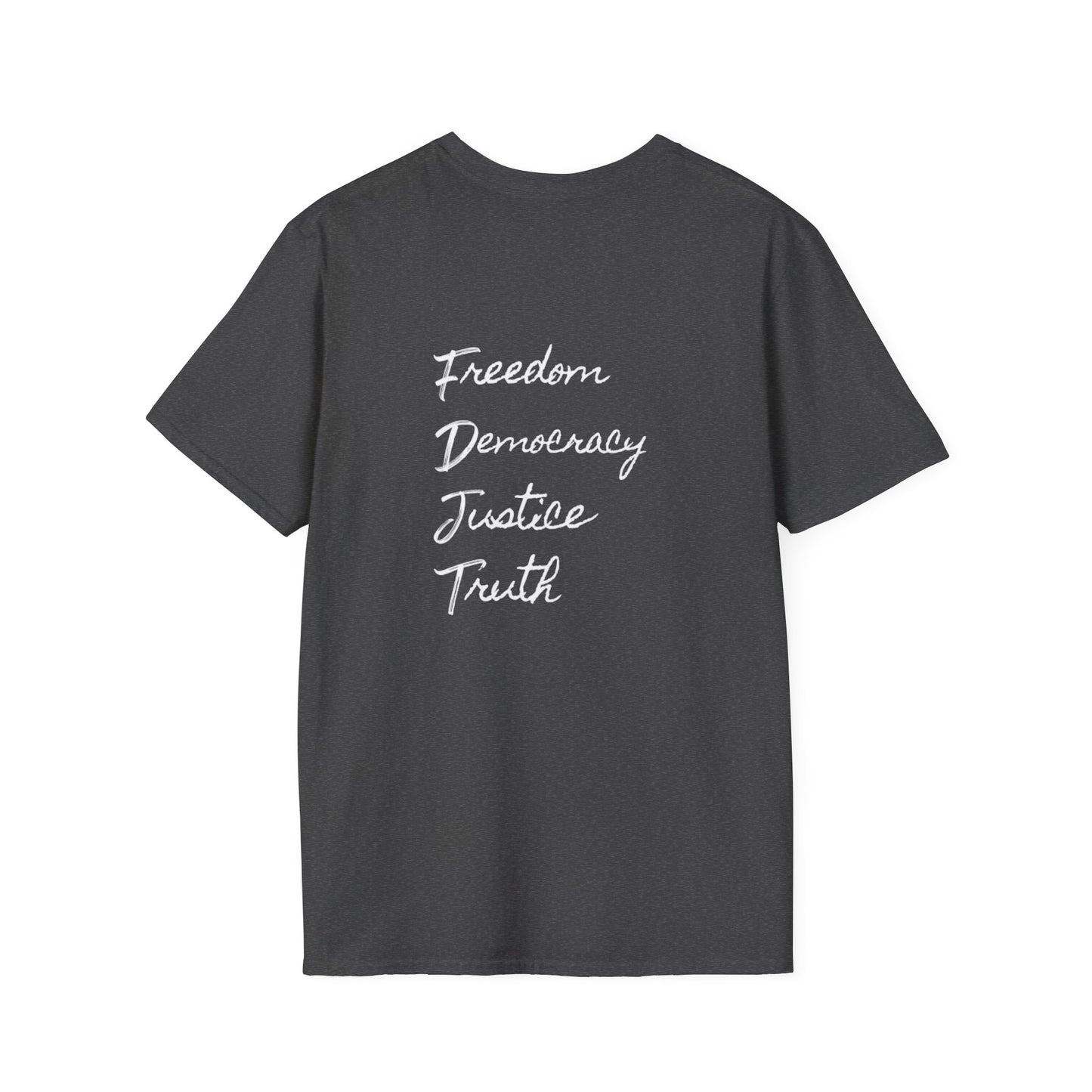 Freedom & Justice Unisex Softstyle T-Shirt, Social Justice Tee, Inspirational Graphic Shirt, Minimalist Apparel, Everyday Wear