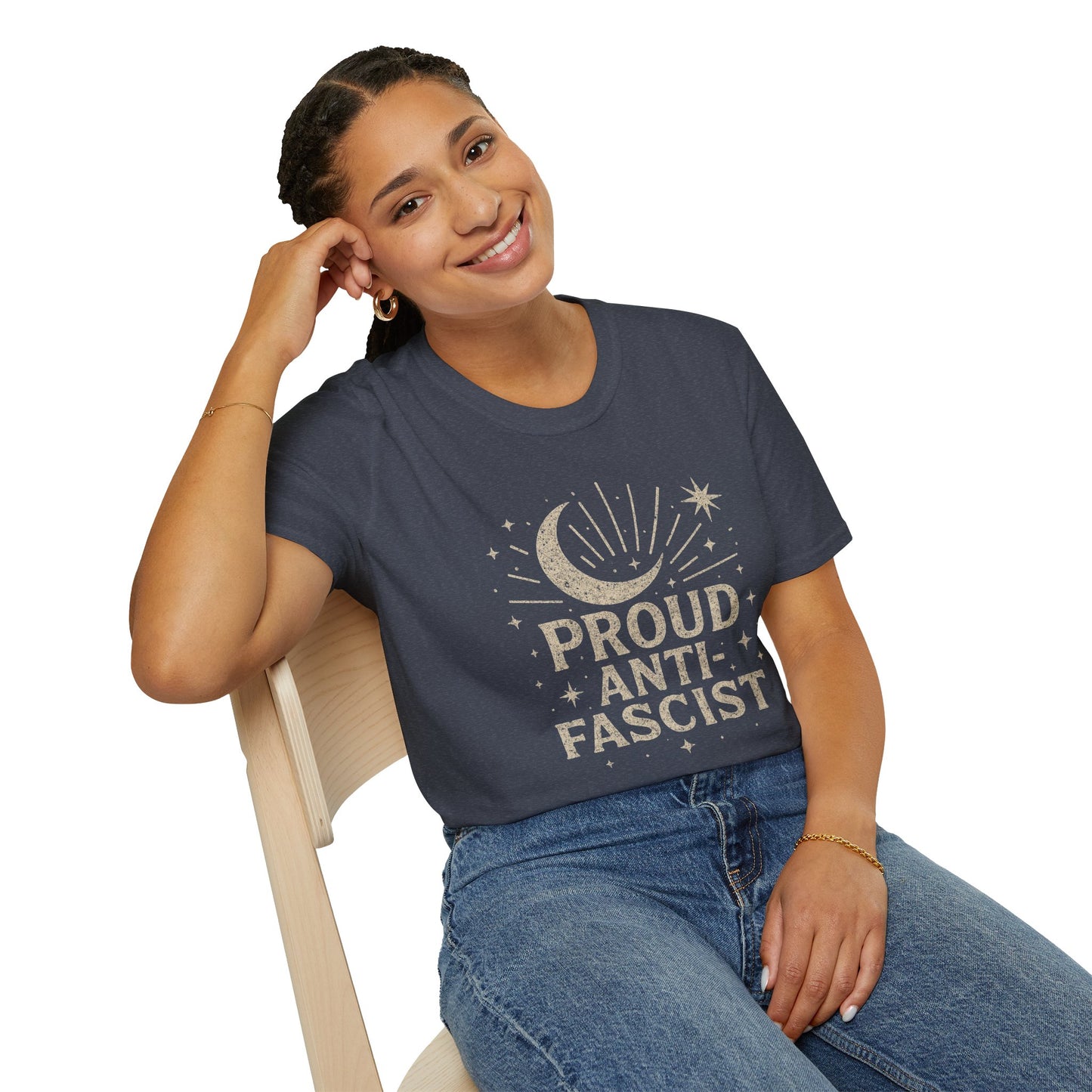 Proud Anti-Fascist – Celestial Vintage Edition Unisex Softstyle Tee