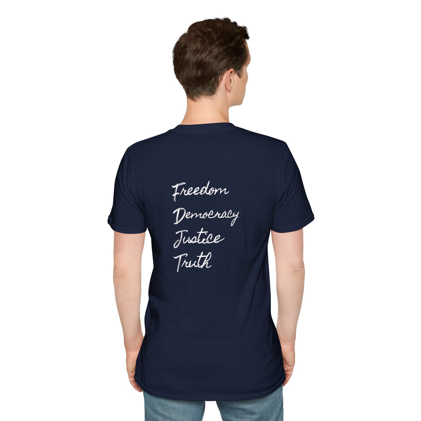 Freedom & Justice Unisex Softstyle T-Shirt, Social Justice Tee, Inspirational Graphic Shirt, Minimalist Apparel, Everyday Wear