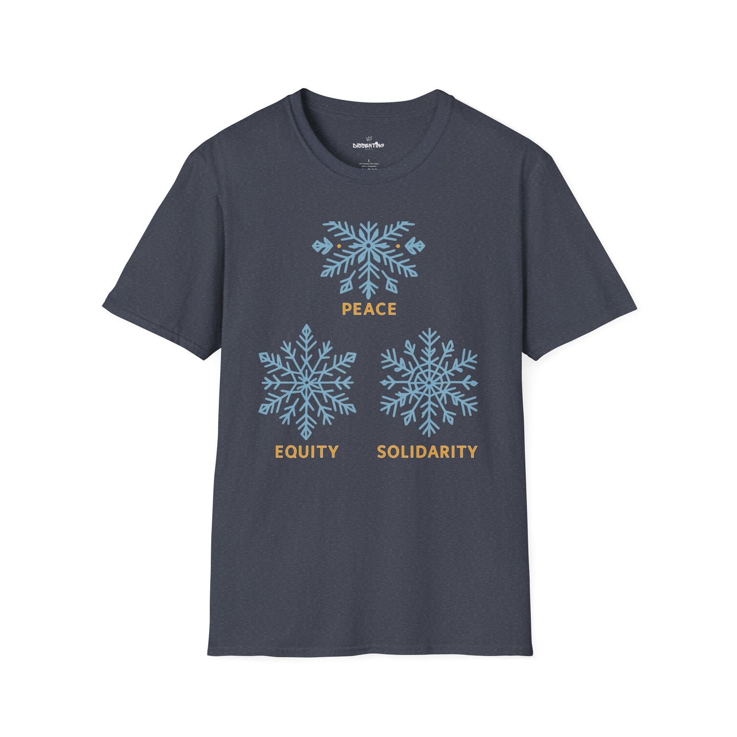 Peace Equity Solidarity – Winter Values Glow Tee
