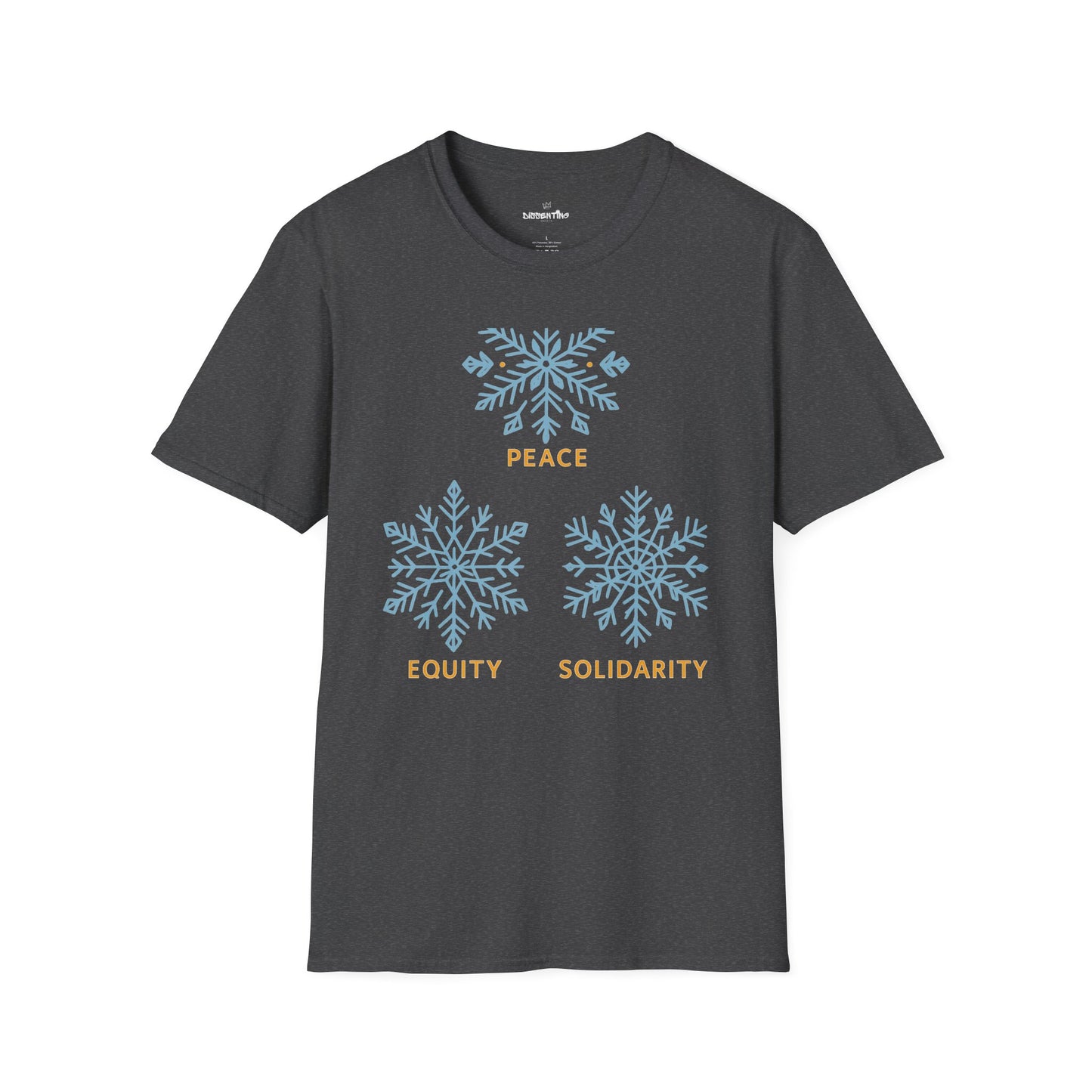 Peace Equity Solidarity – Winter Values Glow Tee