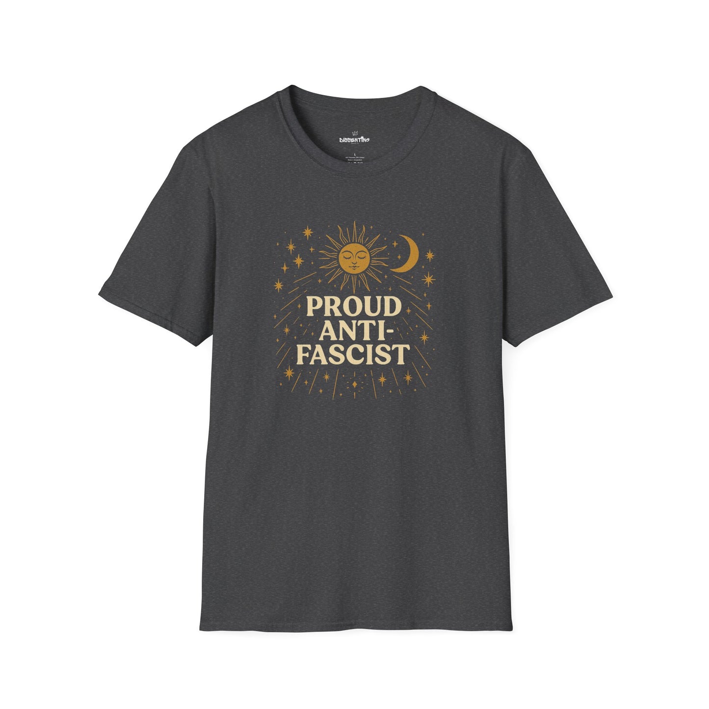 Proud Anti-Fascist – Celestial Sun & Moon Edition Unisex Softstyle Tee