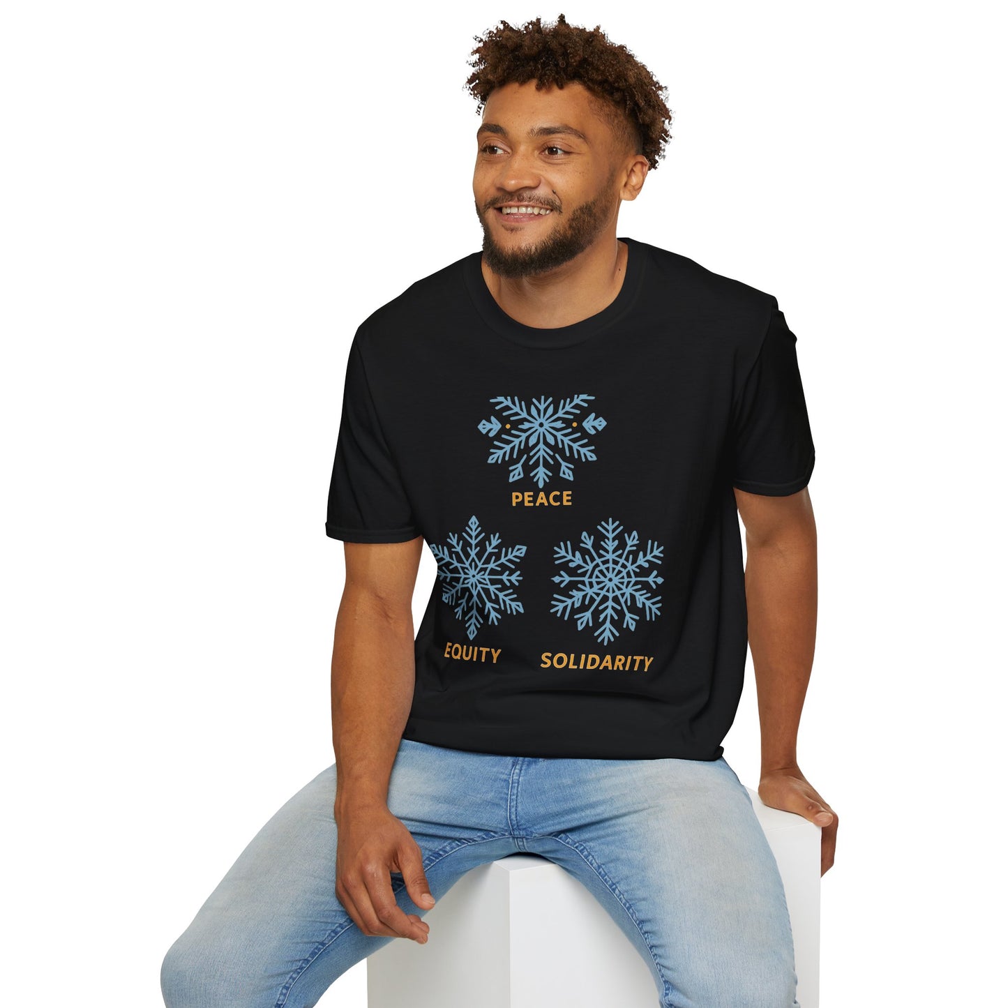 Peace Equity Solidarity – Winter Values Glow Tee