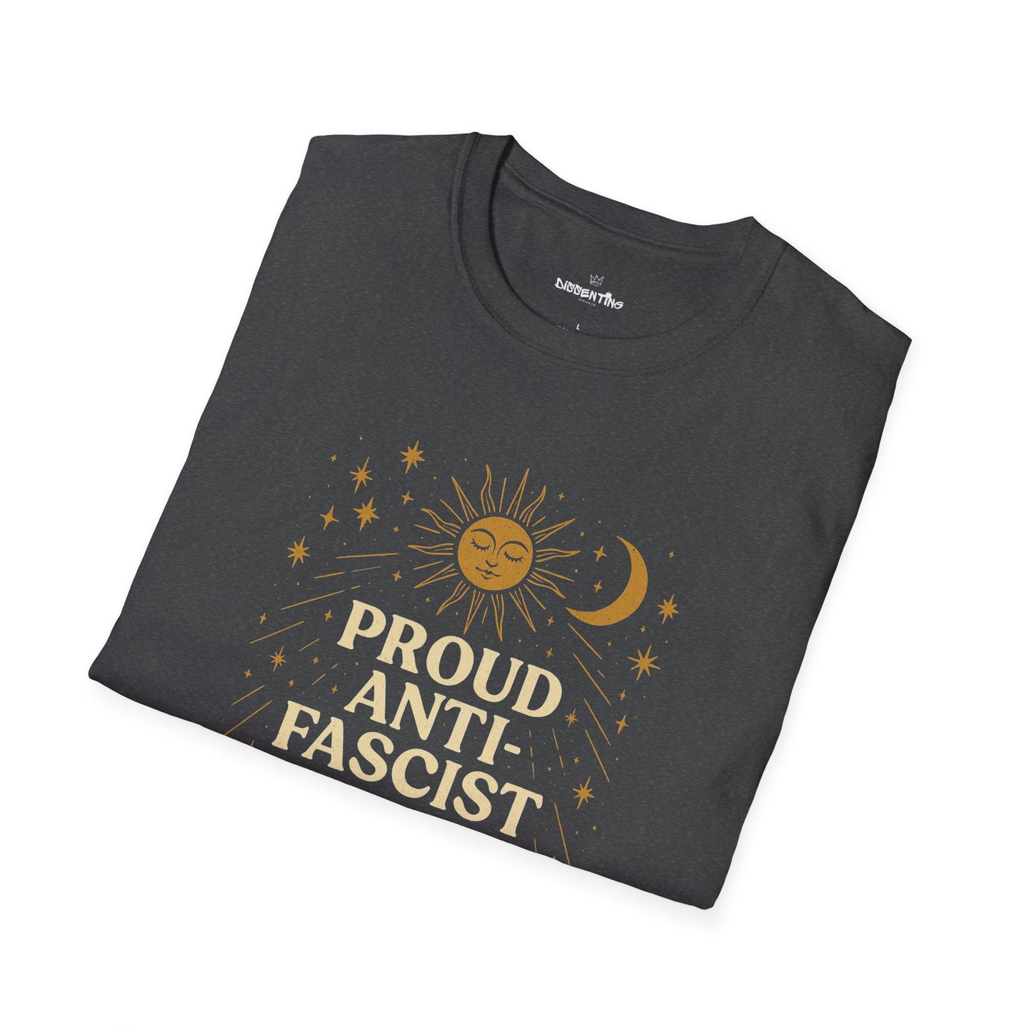Proud Anti-Fascist – Celestial Sun & Moon Edition Unisex Softstyle Tee