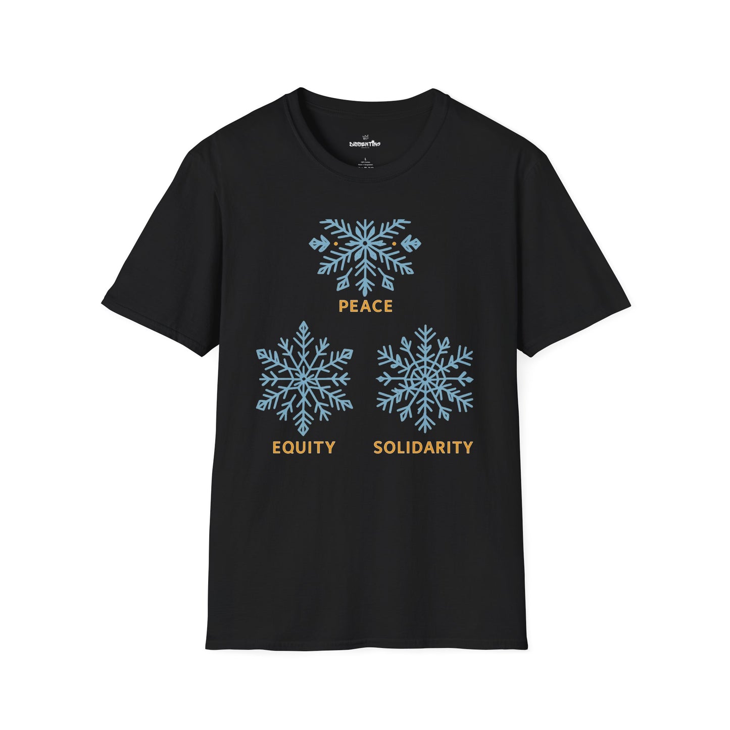 Peace Equity Solidarity – Winter Values Glow Tee