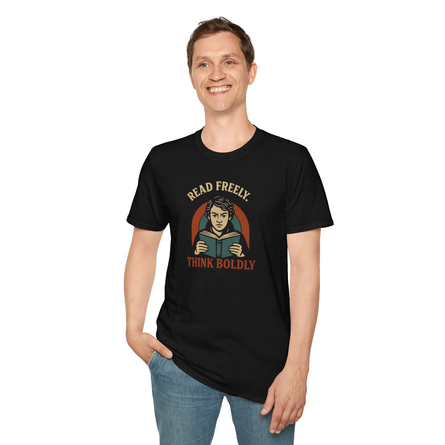 Read Freely. Think Boldly. – Gildan Softstyle Tee