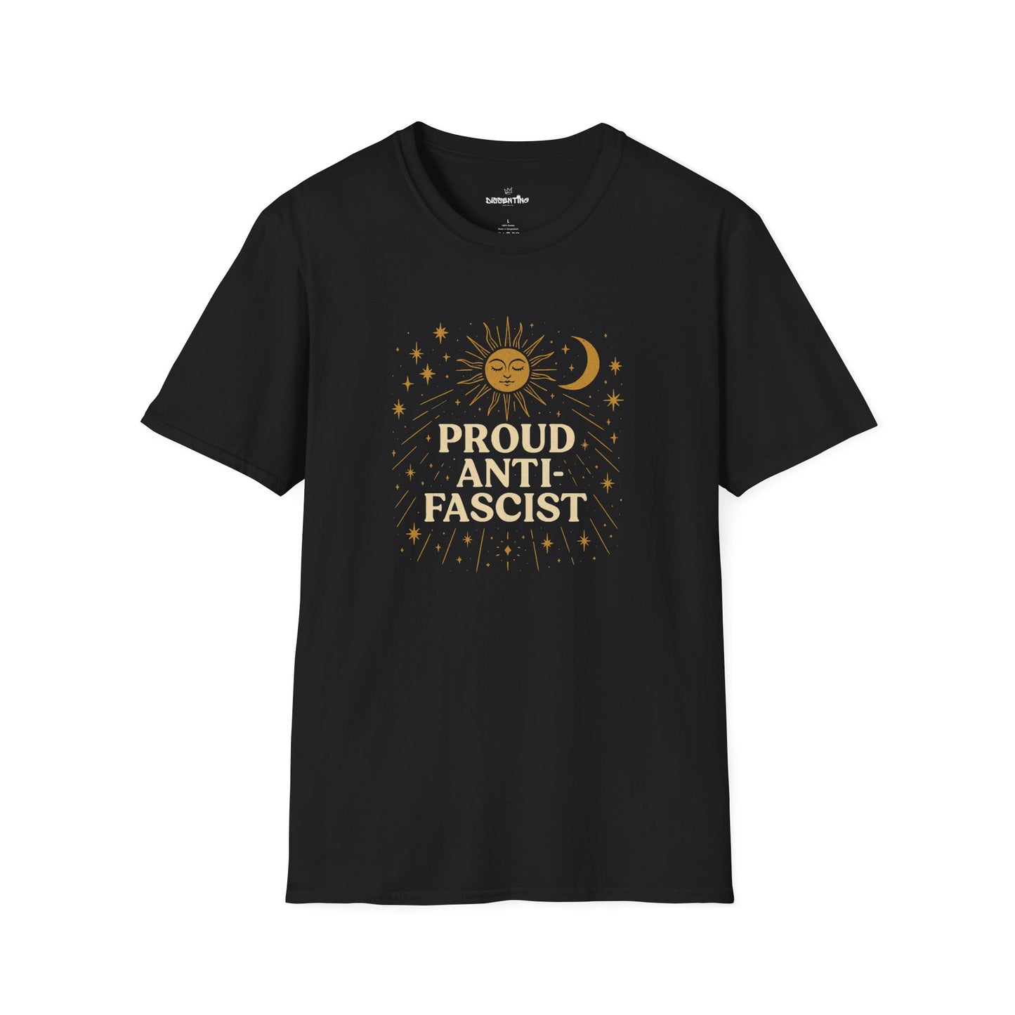 Proud Anti-Fascist – Celestial Sun & Moon Edition Unisex Softstyle Tee
