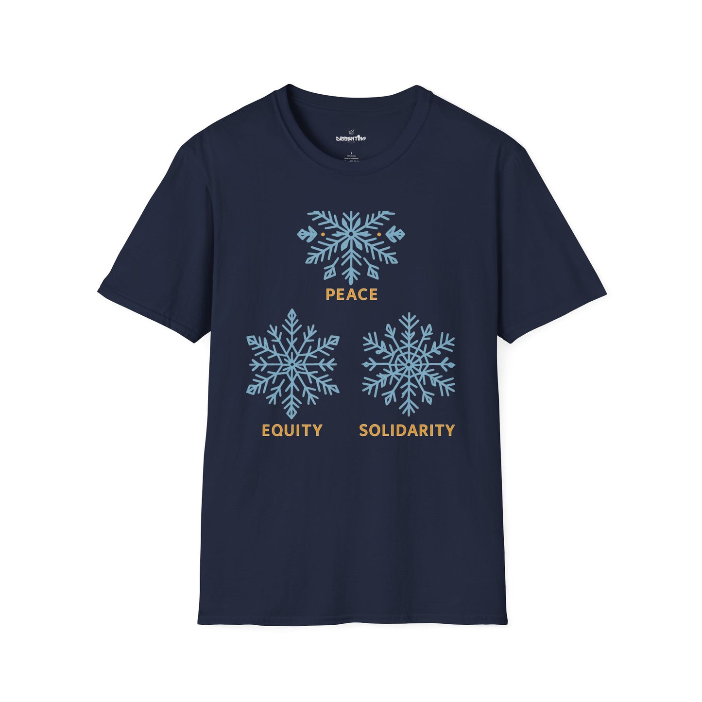 Peace Equity Solidarity – Winter Values Glow Tee