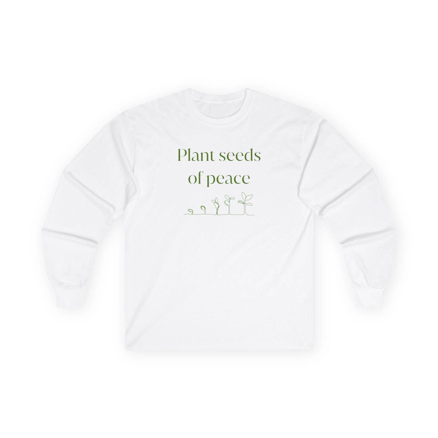 Plant Seeds of Peace Long Sleeve Tee, Unisex Comfort Shirt, Gift for Garden Lovers, Cozy Everyday Wear, Environmental Awareness Apparel