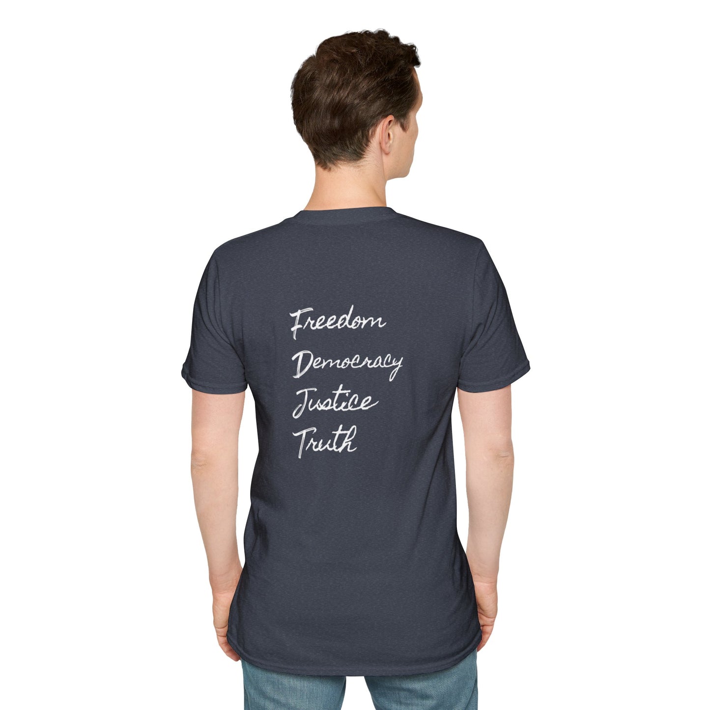Freedom & Justice Unisex Softstyle T-Shirt, Social Justice Tee, Inspirational Graphic Shirt, Minimalist Apparel, Everyday Wear